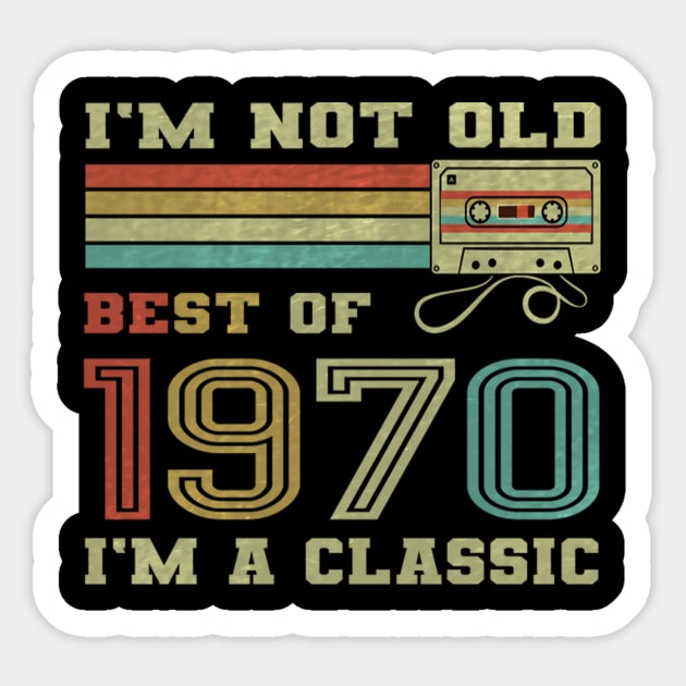 Best Of 1970 51st Birthday Gifts Cassette Tape Vintage Sticker by sufian